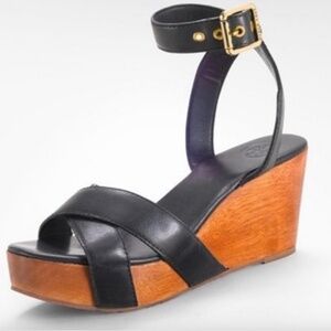 ✨ Tory Burch ✨  Almita Wedge Leather Sandal - Navy